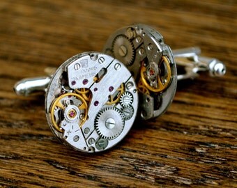 Watch Movement 20mm Cufflinks Steampunk Vintage Wedding Groom Gift Mens Retro Present