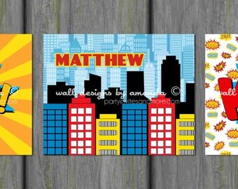 Superhero Wall Art, Superhero Wall Decor, Personalized Wall Art, Comic Book Wall Art, Printable Wall Art, Design 003