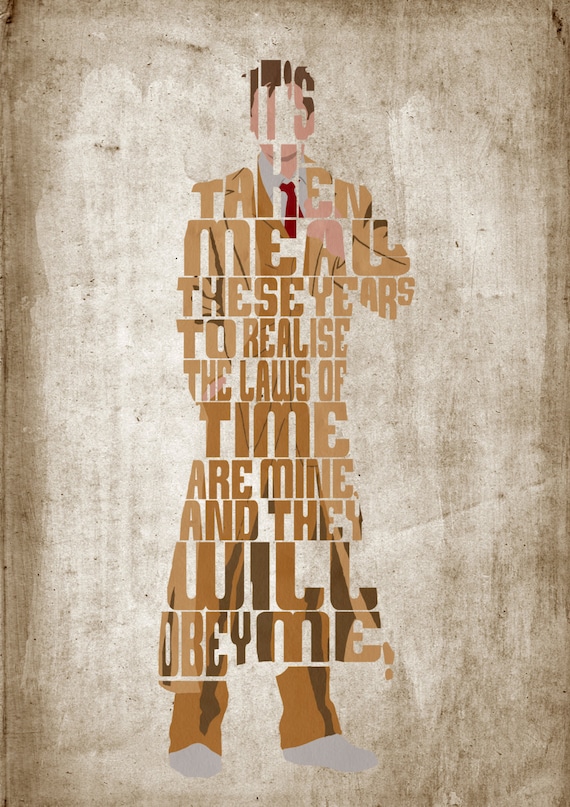 Tenth Doctor Doctor Who David Tennant Poster by GeekSpeakPrints