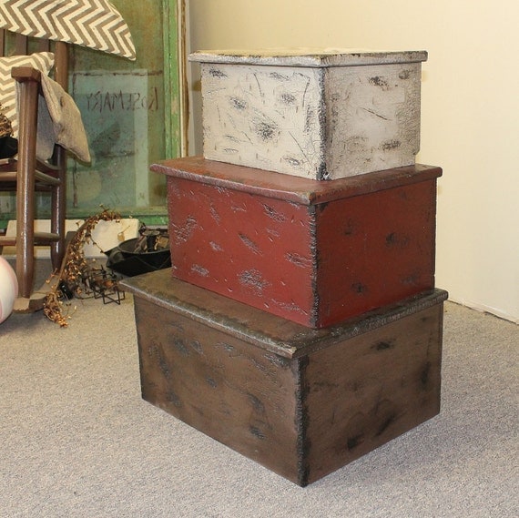 Items similar to Primitive Reproduction Stacking Trunks on Etsy