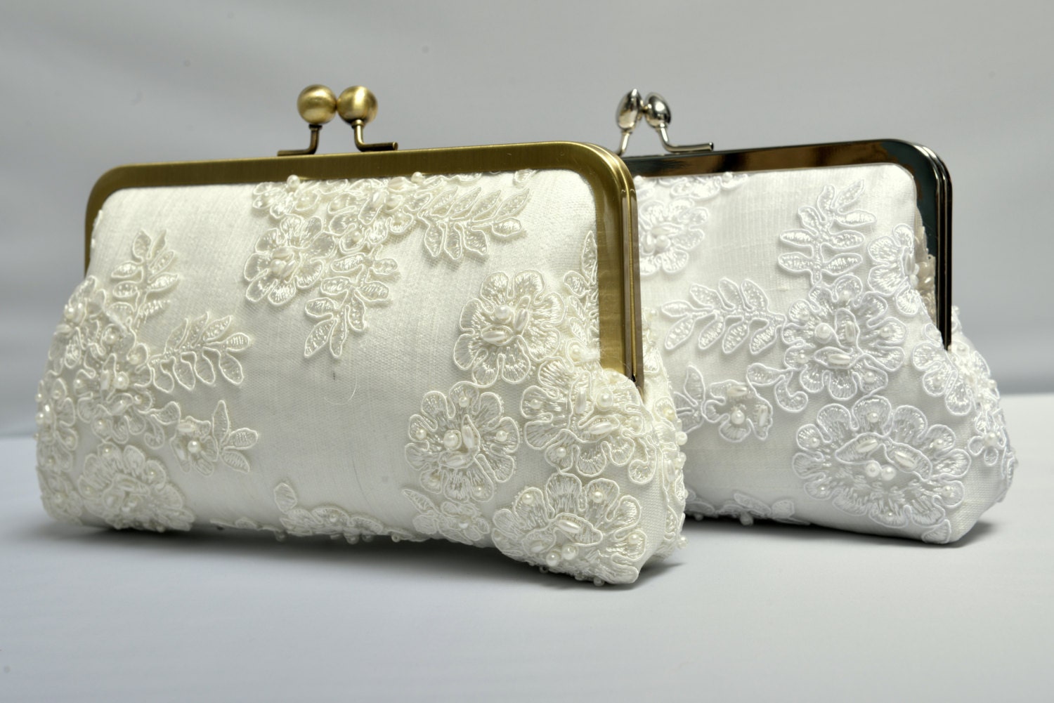 French Lace Pearl Bridal Clutch Ivory Bridal Clutch Formal