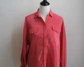 Vintage Red Double Pocket  Women Sport Shirt