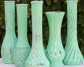 Aqua Mint Vase Shabby Chic Vintage Bud Vase