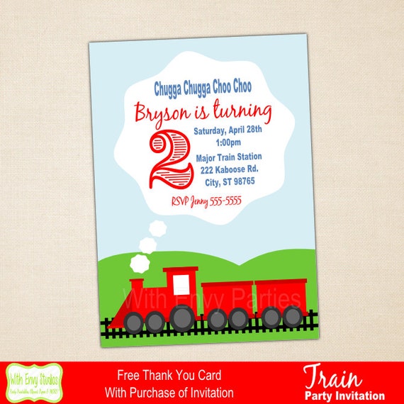 Train Invitation, Printable Train Invitation, Train Party Printables, Choo Choo Train Invitation, Digital Invitation Il_570xn