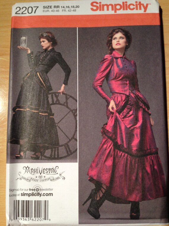 Simplicity Sewing Pattern 2207 Uncut Steampunk Victorian Misses Jacket, Skirt and Bustle Size 14-20