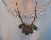 Necklace Pietersite Stone Antique Bells elephant clasp  Tribal Style Rich Browns, Great gift Idea