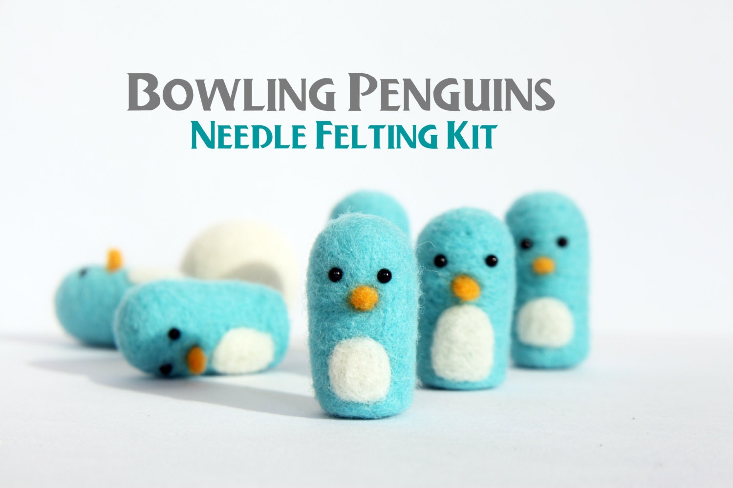 SALE Needle Felting Kit DIY Bowling Penguin Kit Free