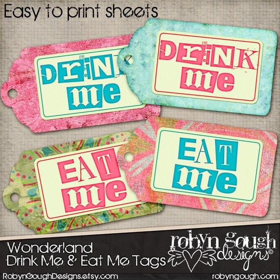 Wonderland Drink Me &amp; Eat Me Tags Printable by ClikchicDesign