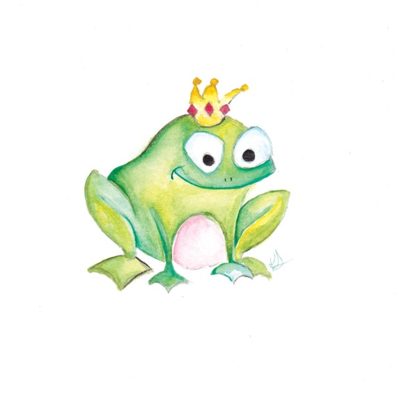 Frog Prince Print Baby Art Painting Print by BrilliantCritter