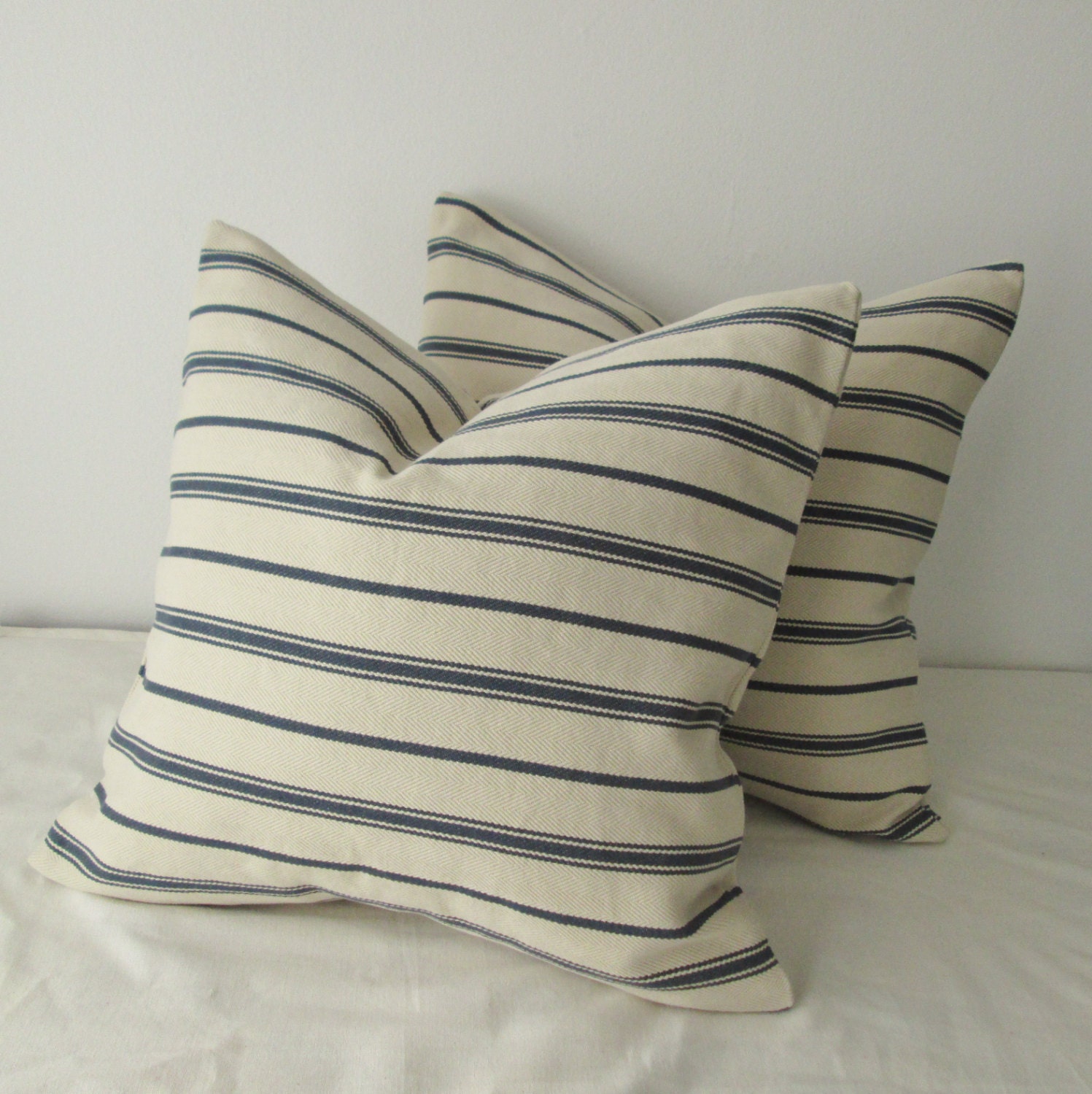 PAIR French Stripe Pillow Covers 18x18 by IndigoBlissBoutique