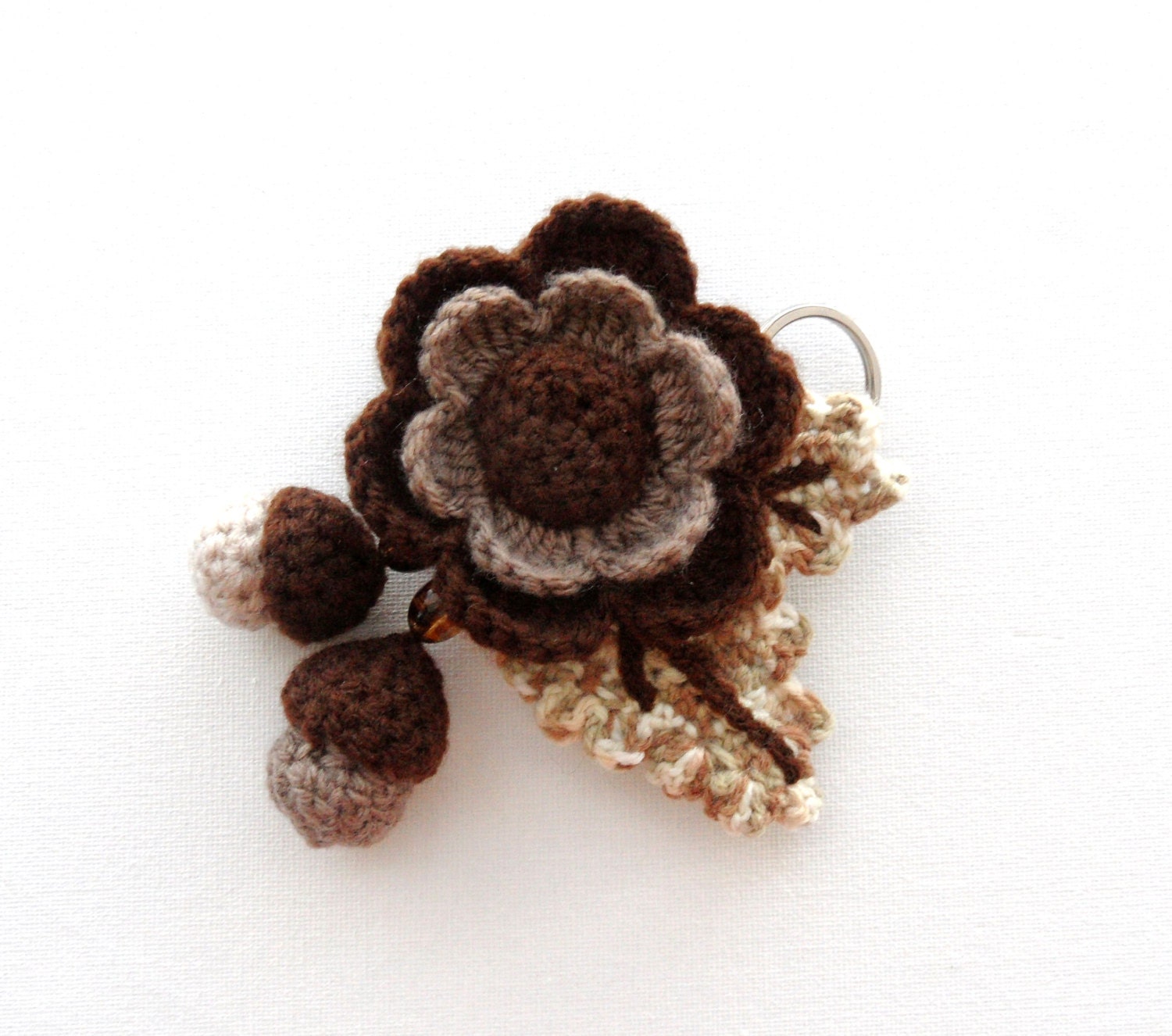 Crochet Keychain Bag Charm Acorn Charm Autumn Inspired