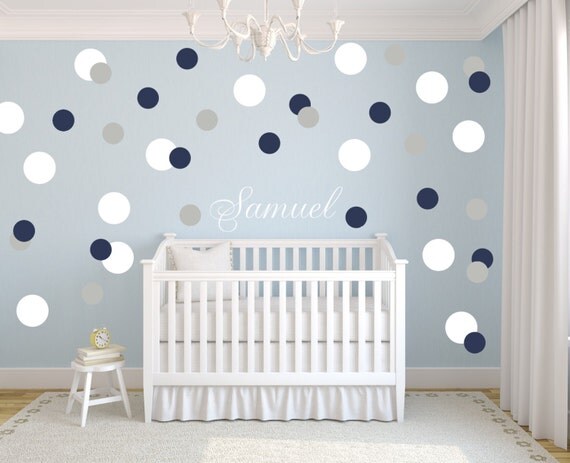 Boys Nursery Polka Dots Decal Bubbles Stickers Name Personalization Circle Vinyl Decals Wallpaper Pattern
