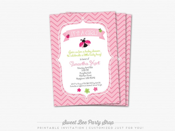 Items similar to Lady Bug Ladybug Baby Shower Invitation - Printable