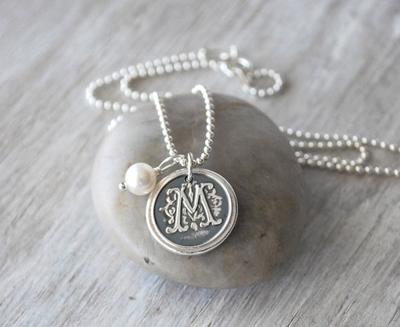 Personalized Wax Seal Initial Necklace Personalized Womens