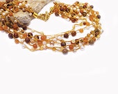 Earthy Necklace Bohemian Fashion Multistrand Mix Gems Pearls Natural Country Western Autumn Chic