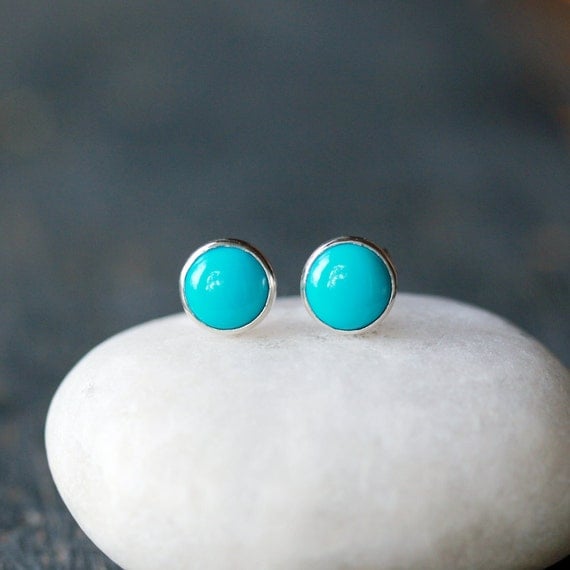 Turquoise Stud Earrings Sleeping Beauty by ShopClementine on Etsy