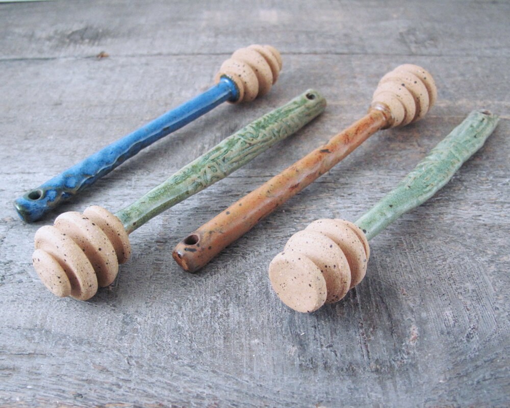 Handmade Ceramic Honey Dipper Stoneware Pottery Honey Dipper