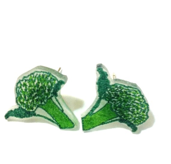 Stud Earrings Farmers' Market Broccoli Earrings Vegetable Jewelry