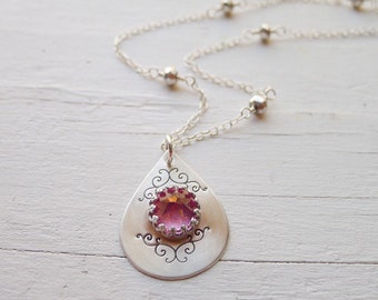 As Seen on The Vampire Diaries Season 5 Premiere! Blush Topaz Ornate Spike Necklace Caroline Forbes The Vampire Diaries Jewelry TVD Necklace