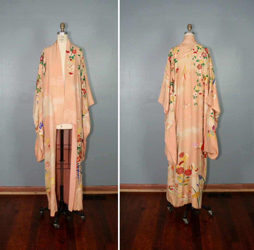 1920s kimono / silk robe / taisho kimono / PAULOWNIA furisode