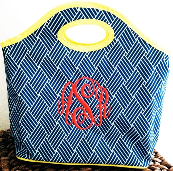 Monogrammed Basket Weave Lunch Totes