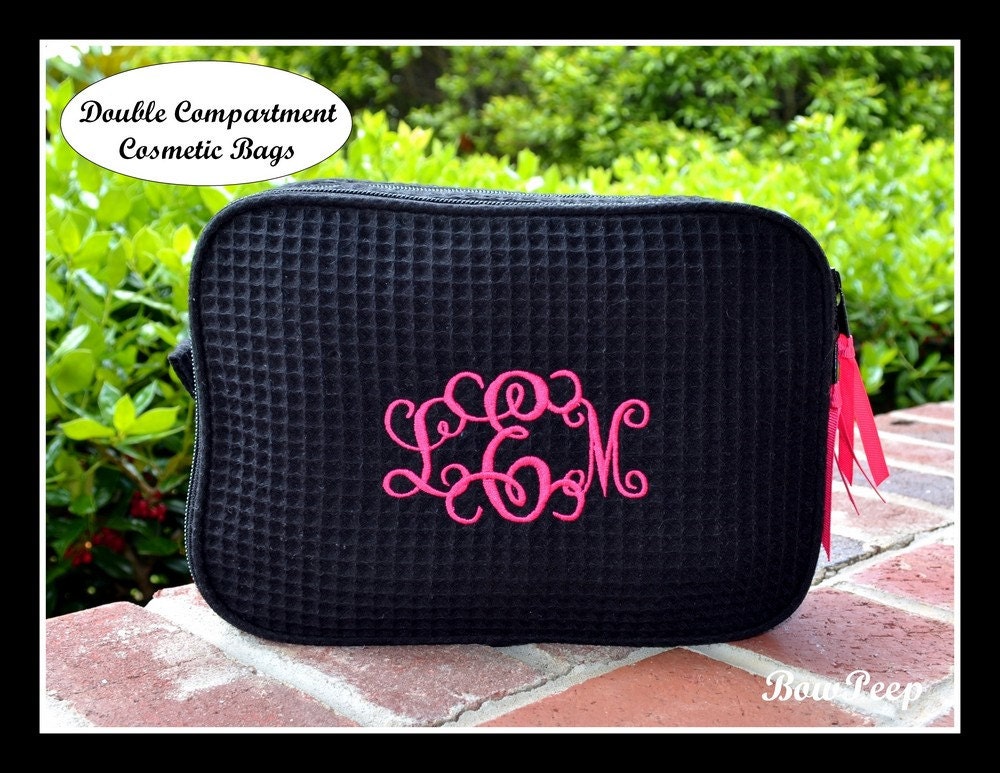 Monogrammed Cosmetic Bag Personalized DOUBLE by SomethingYouGifts