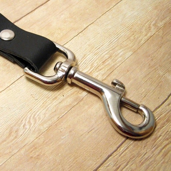 Black Clip On Key Ring Heavy Duty Key Chain Black Leather
