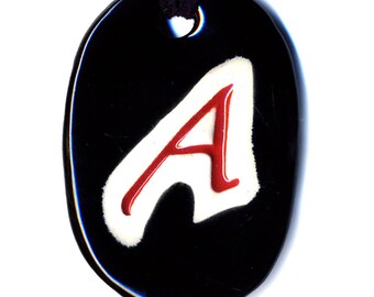 The Scarlet Letter Ceramic Atheist Necklace in Black