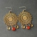 Gemstone Brass Filigree Earrings, Faceted Citrine Chalcedony Big Brass Filigree Earrings