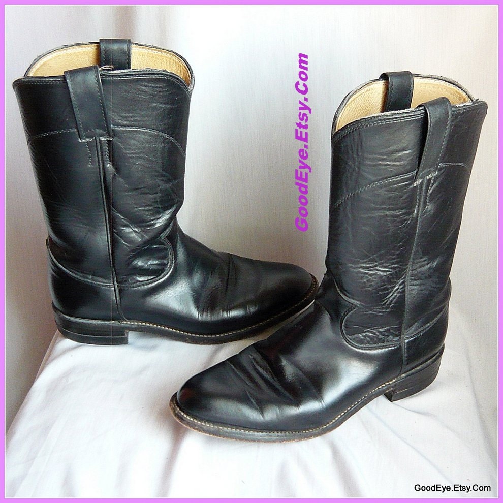 Vintage BLACK Roper Boots Womens size 7 Eu 37 .5 Uk 4 .5