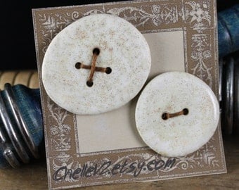 Handmade stoneware ceramic sew on buttons Cream (2)
