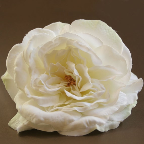 Large White Sophia Rose with Lime Accents Artificial Flower