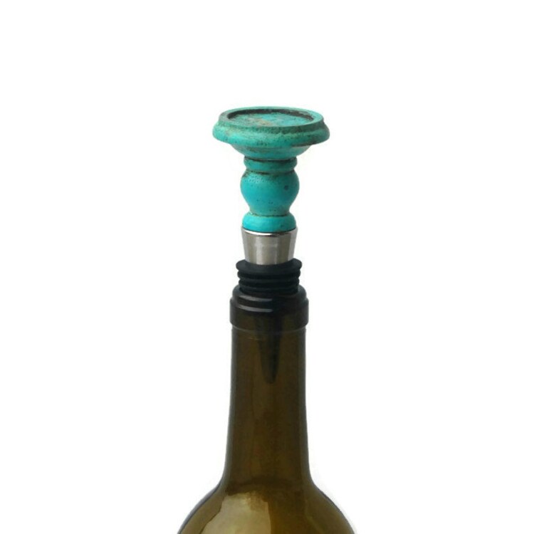 Turquoise & Gold Antique Wine Stopper by BiscottiDesigns on Etsy