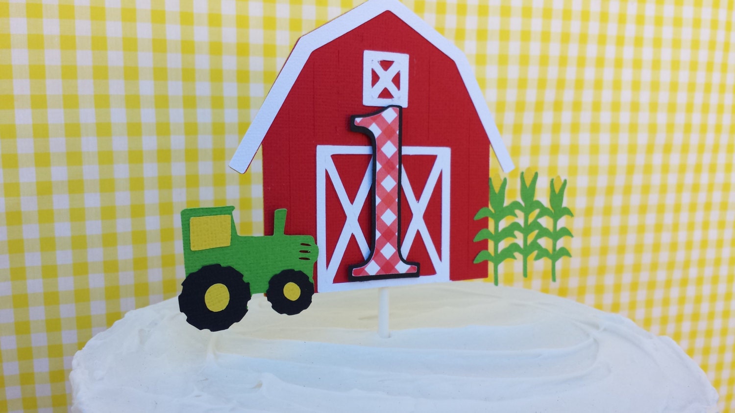 Farm Birthday Cake Topper Red Barn Bash Theme Any Age Cake
