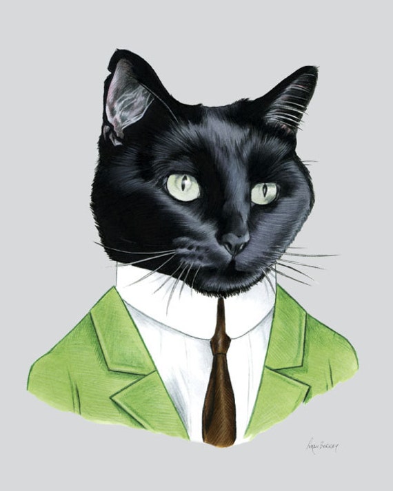 Black Cat Gentleman art print by Ryan by berkleyillustration