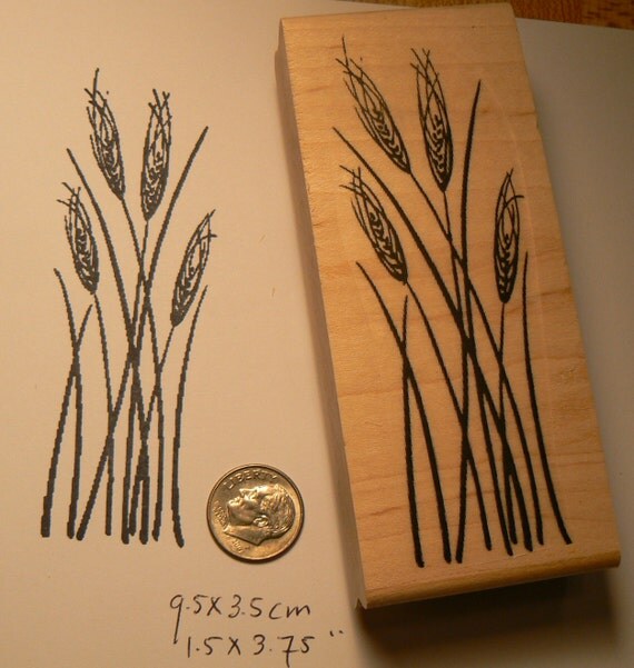 Tall wheat rubber stamp. P3 by dragonflybuzz on Etsy