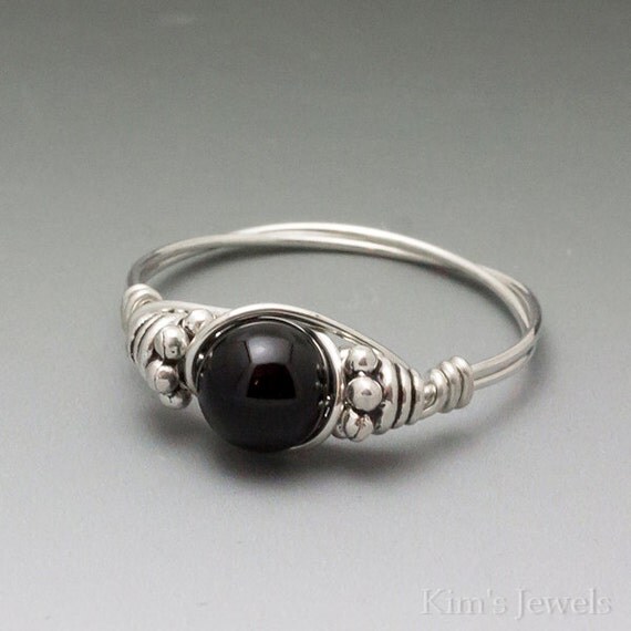 black onyx bali sterling silver wire wrapped bead ring made black onyx bali sterling silver wire wrapped bead ring made