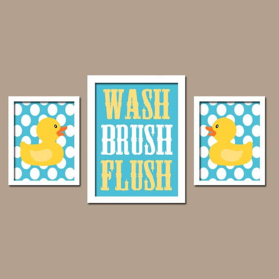 Duck BATHROOM Wall Art CANVAS or Prints Nursery Girl by TRMdesign