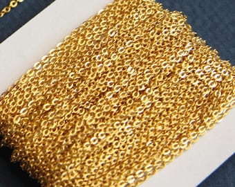 100ft spool of Gold Plated very Flat Soldered Cable Chain 1.5mm, gold bulk chain