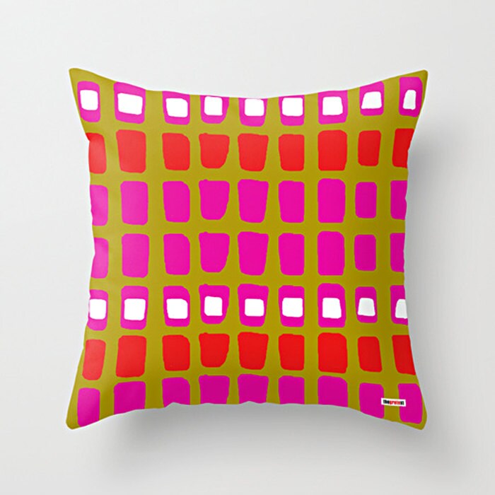Pink and Green Decorative throw pillow cover Colorful pillow
