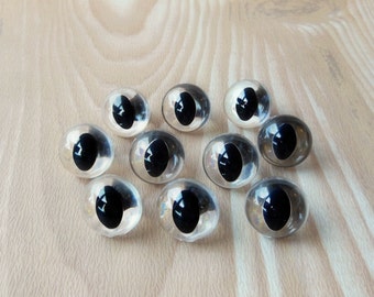Clear Paintable Cat Eyes 9mm 12mm 15mm 18mm - 6 pairs Craft Safety Eyes - Your Choice