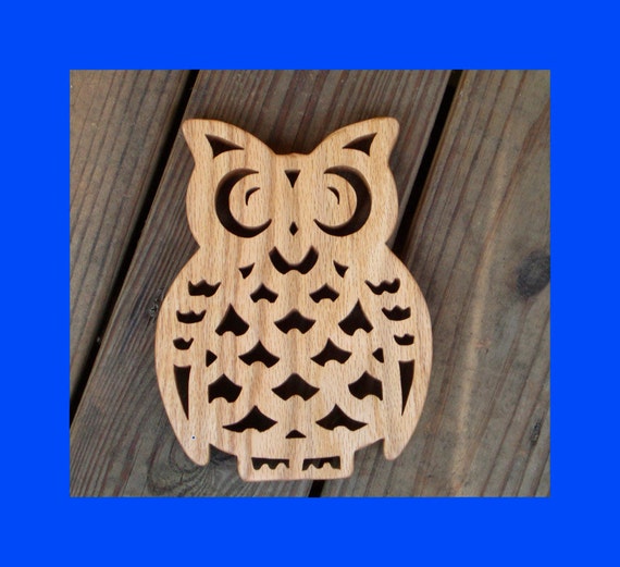 Handmade Oak Owl Trivet from Reclaimed Oak