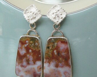 Ocean Jasper and Sterling Silver Earrings