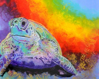 Sea Turtle art prints Honu print Hawaiian art Kauai art