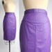 80s leather skirt / vintage purple leather pencil skirt / m-l
