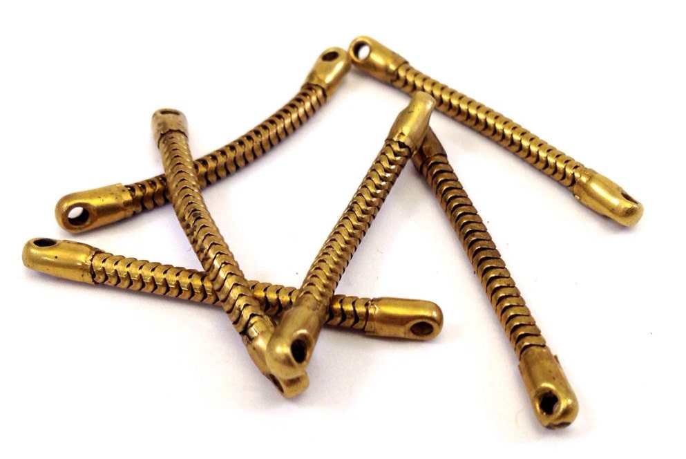 6 Vintage 30mm Snake Chain Connectors, Chain Link Extenders, Flexible 2 Loop Findings, Steampunk Style Antique Brass Ox Connectors