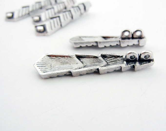 Set of 5 Slide Charms Art Deco Arrow Design Antique Silver-tone