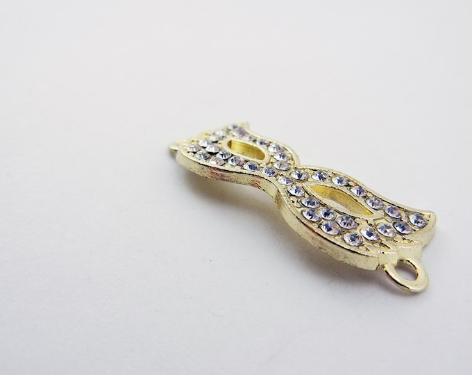 Small Double Link Gold-tone Mask Charm with Rhinestones