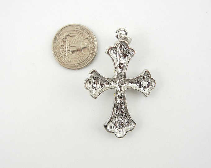 Silver-tone Rhinestone Cross Pendant