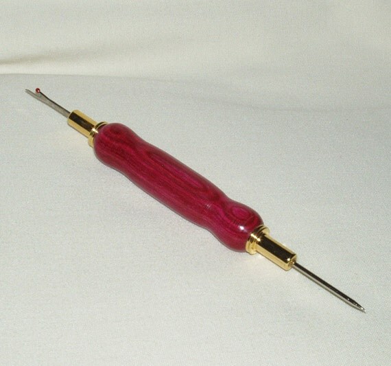 Seam Ripper/Stiletto Combo Tool Gold Plate Dymondwood